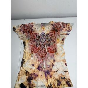 Kiara Women’s Bohemian Top Blouse Sleeveless Size S Rhinestone Trim